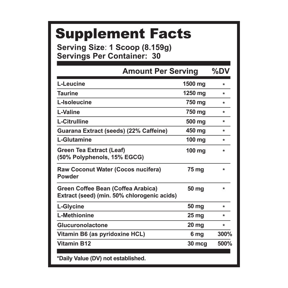 Muscle Research- Amino Energize Green Apple: 8.63oz, Amino acids, Natural Energy