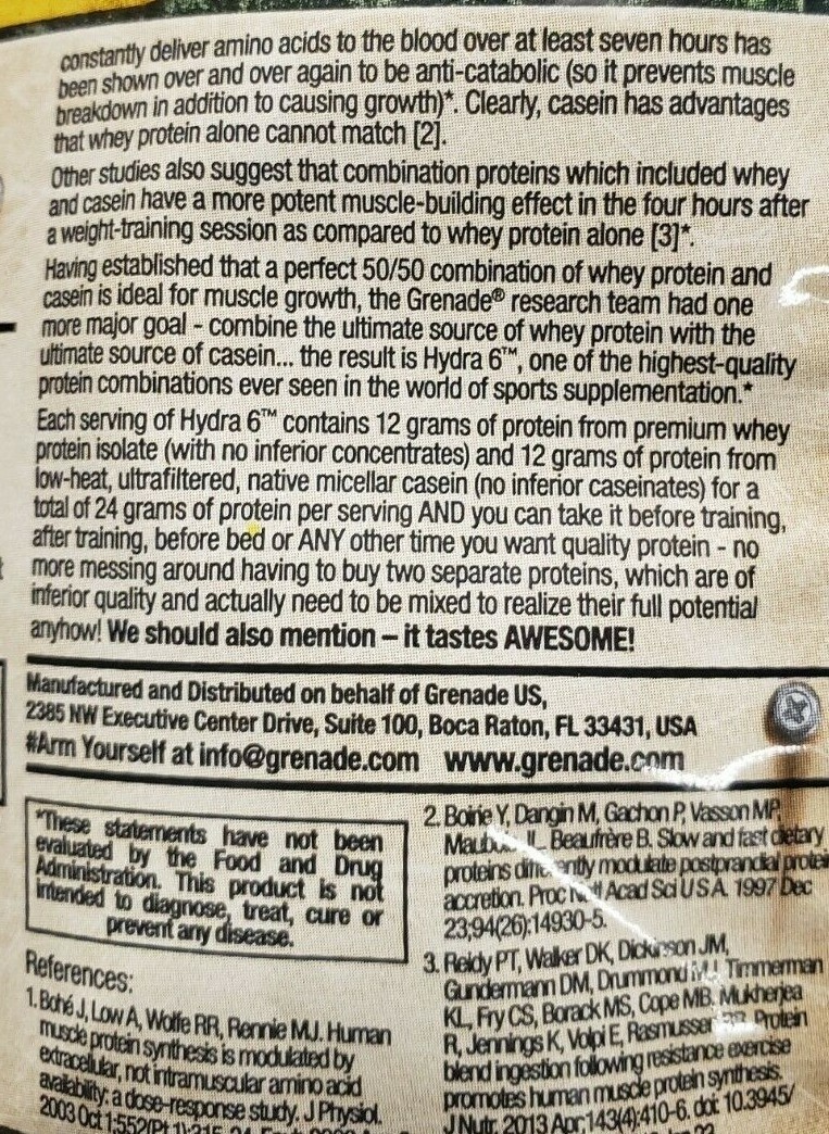 5 Packs GRENADE Hydra 6 – Cookie Chaos – 3 Servs x 5 bags = 15 Total – 3/2025