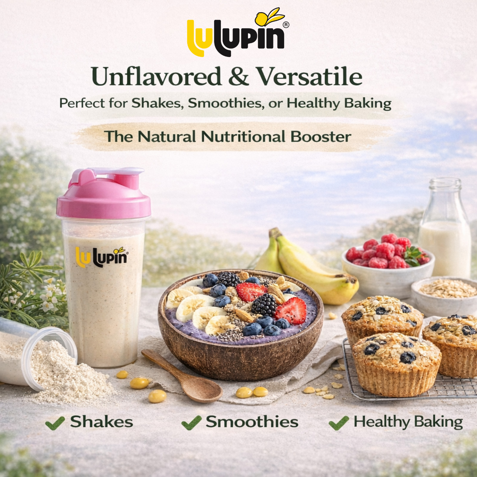 Western Australian Sweet Lupin Plant Protein Powder 850g Natural Vegan Keto