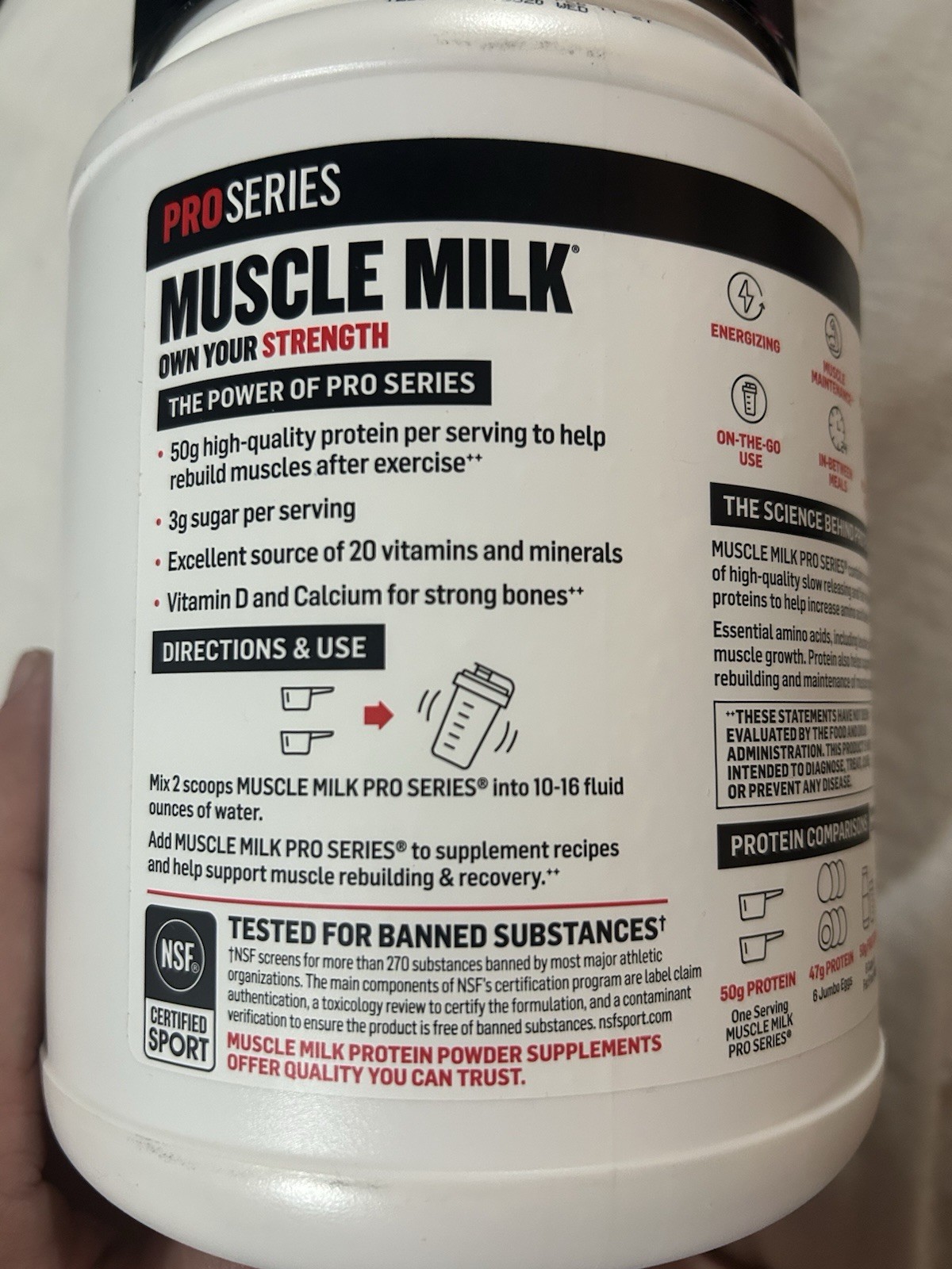 Muscle Milk Pro Series Intense Vanilla Protein Powder 50g NSF 32oz Gluten-Free