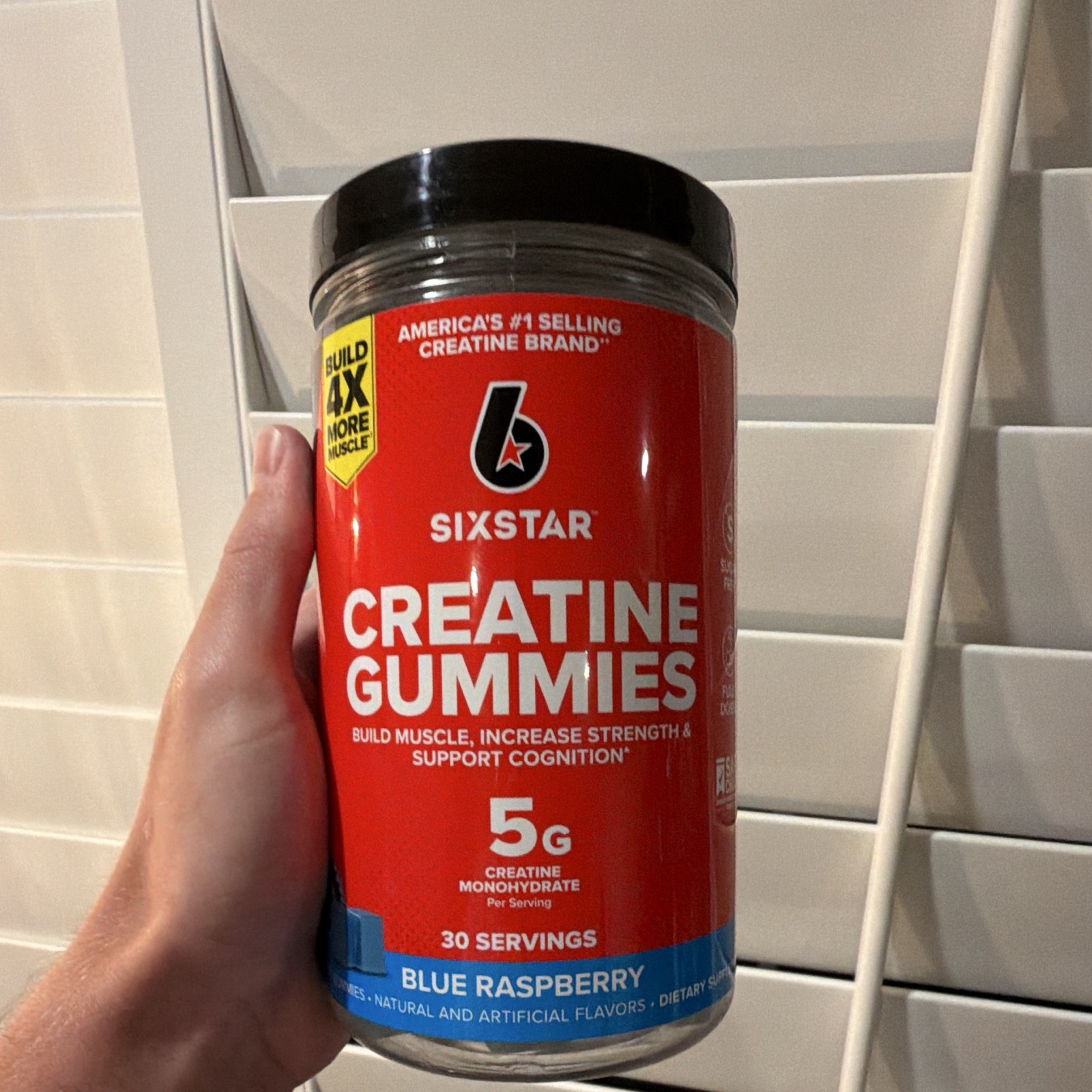Six Star Creatine Monohydrate Gummies & Chewables, Sugar-Free Blue Raspberry