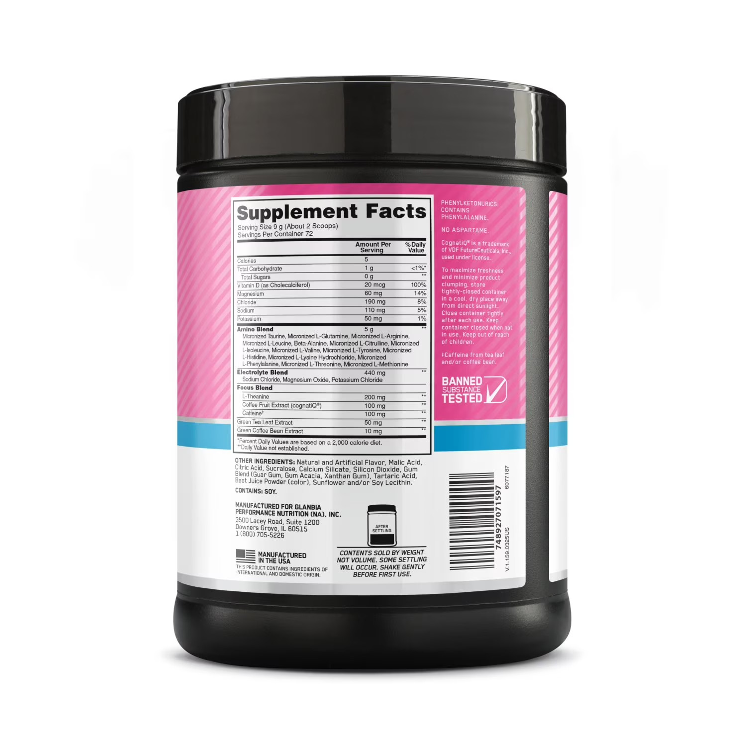 Optimum Nutrition Amino Energy Focus Pre Workout Watermelon 1.42 lbs. Free Ship