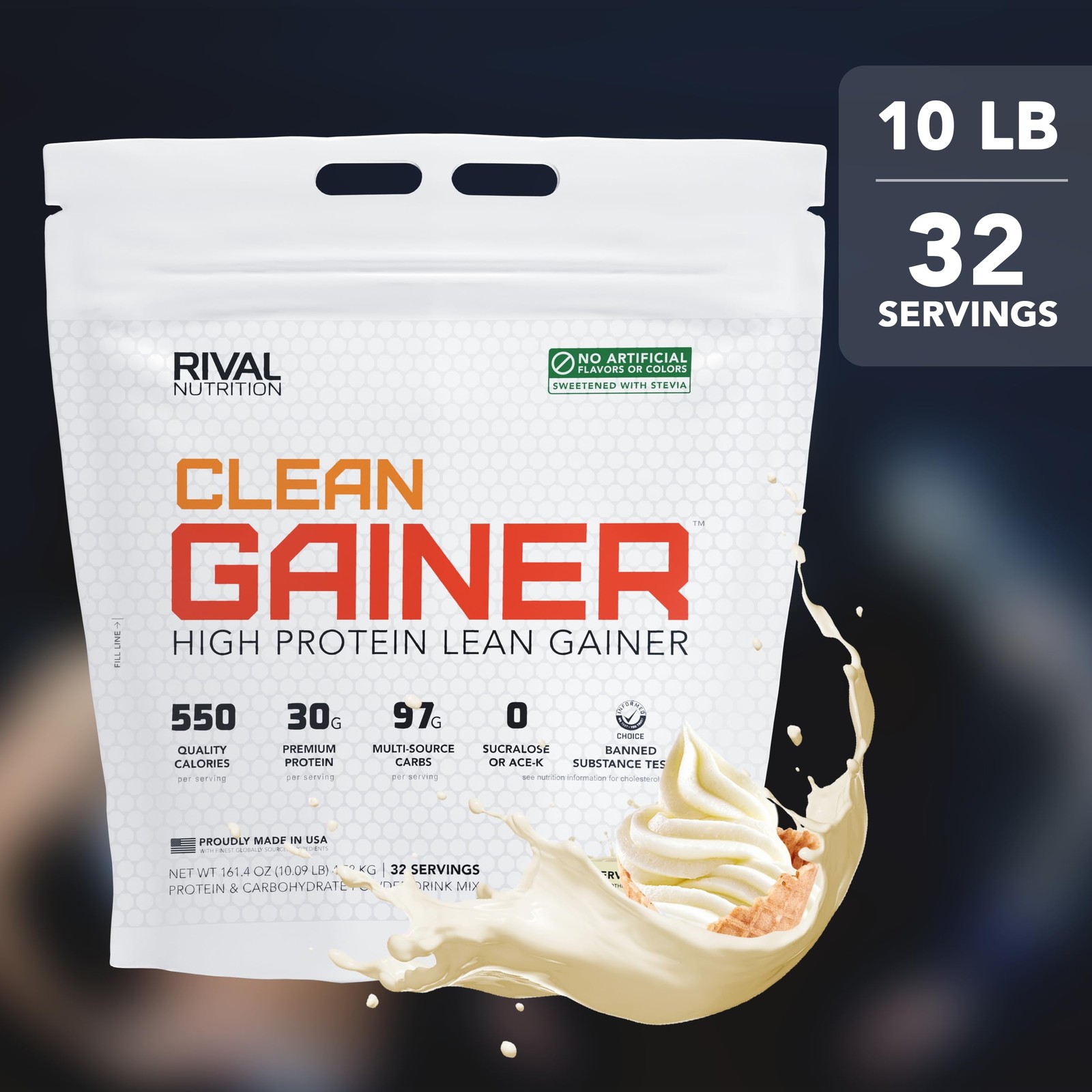 Rival Nutrition Clean Gainer High-Protein Lean Gainer Powder Soft Serve Vanilla