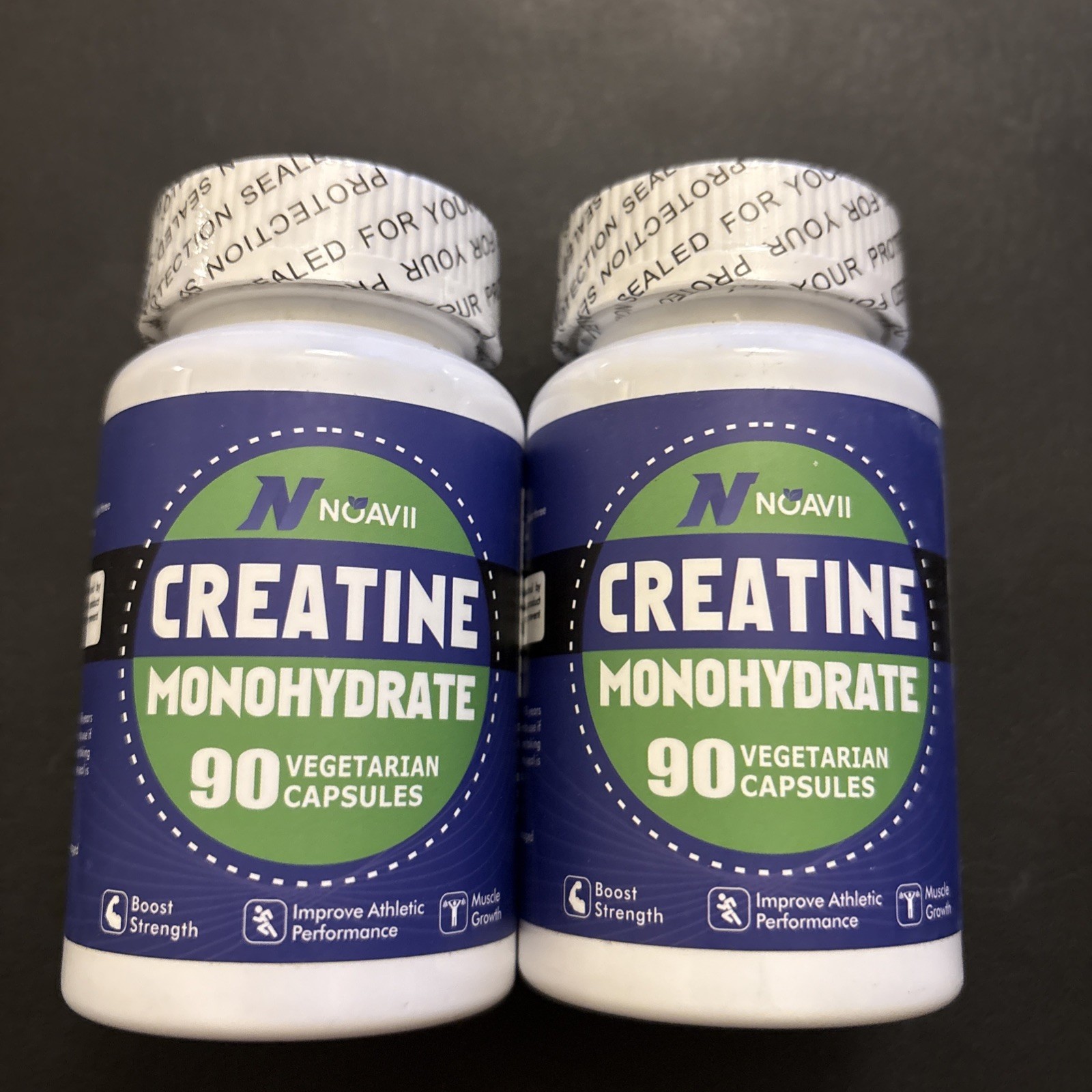 2 NoavII Creatine Monohydrate Muscle Gain 90 Capsules Exp. 07/2026