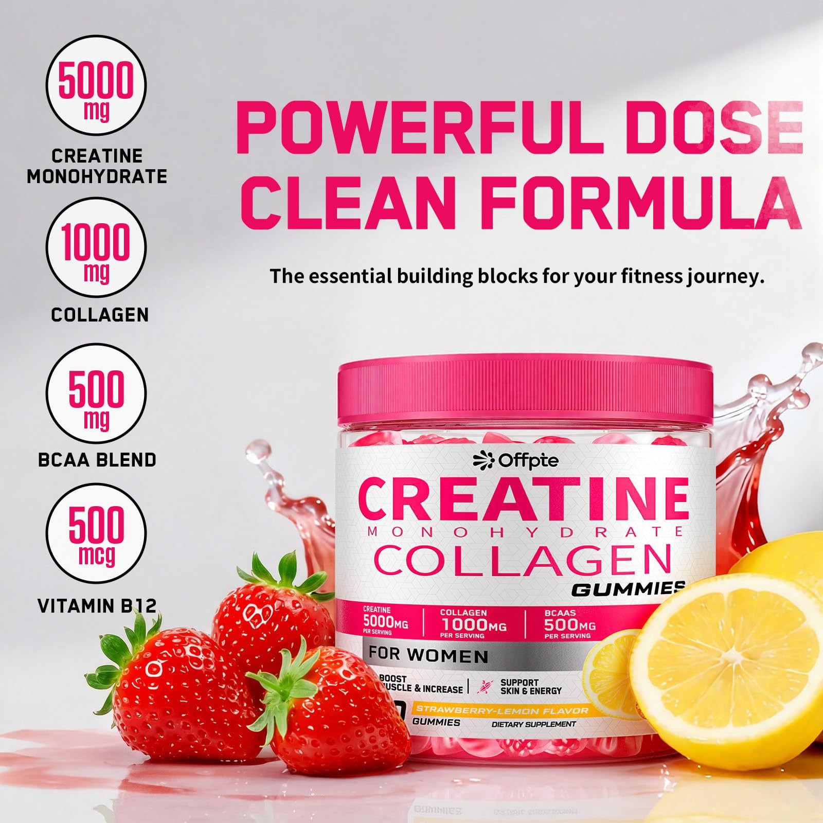 Creatine for Women, 5000mg Complex with Collagen & BCAAs, Vitamin B12, Creati…