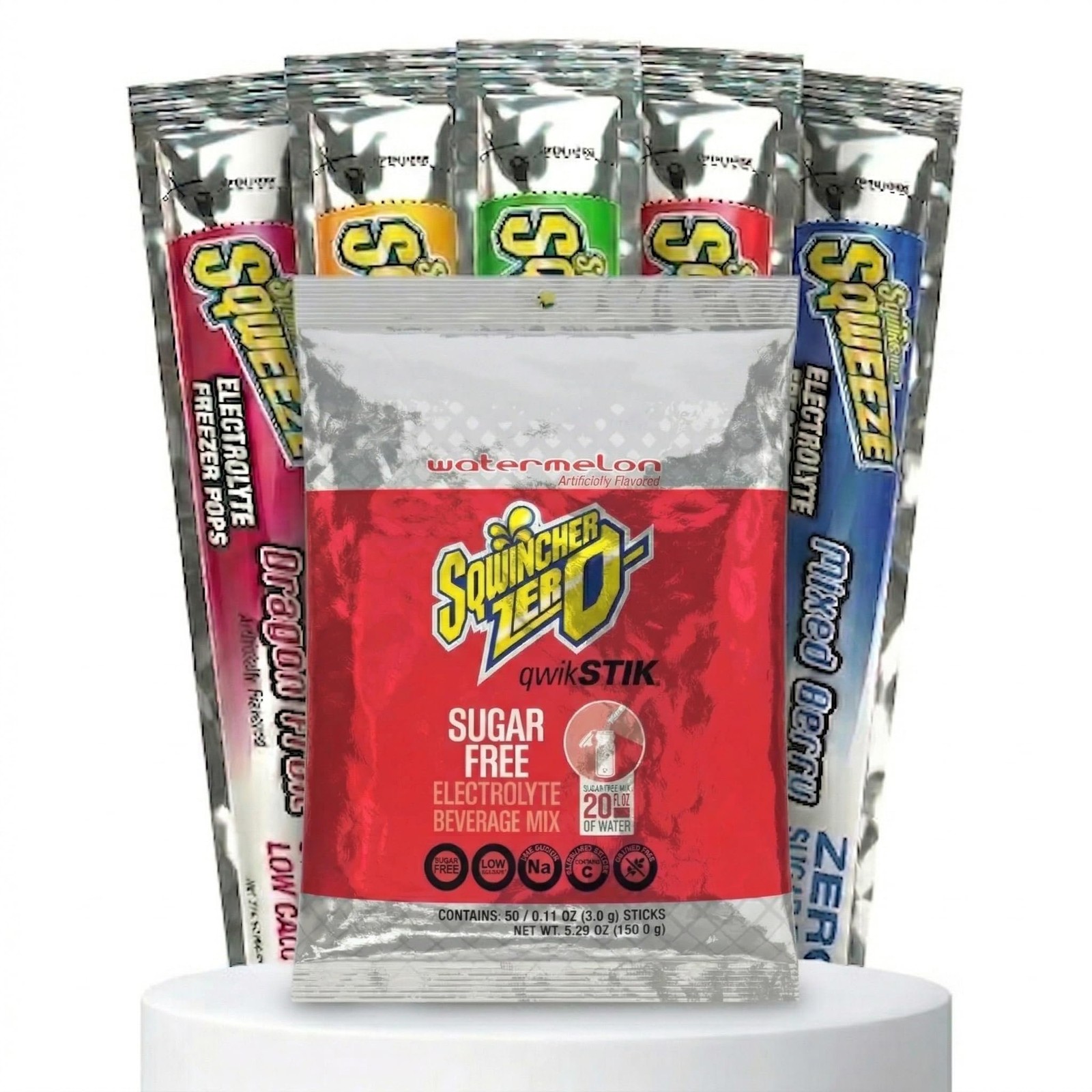 Sqwincher Bundle: (50) Watermelon Zero Qwik Stiks (20oz Yield) & (50) Sqweeze…