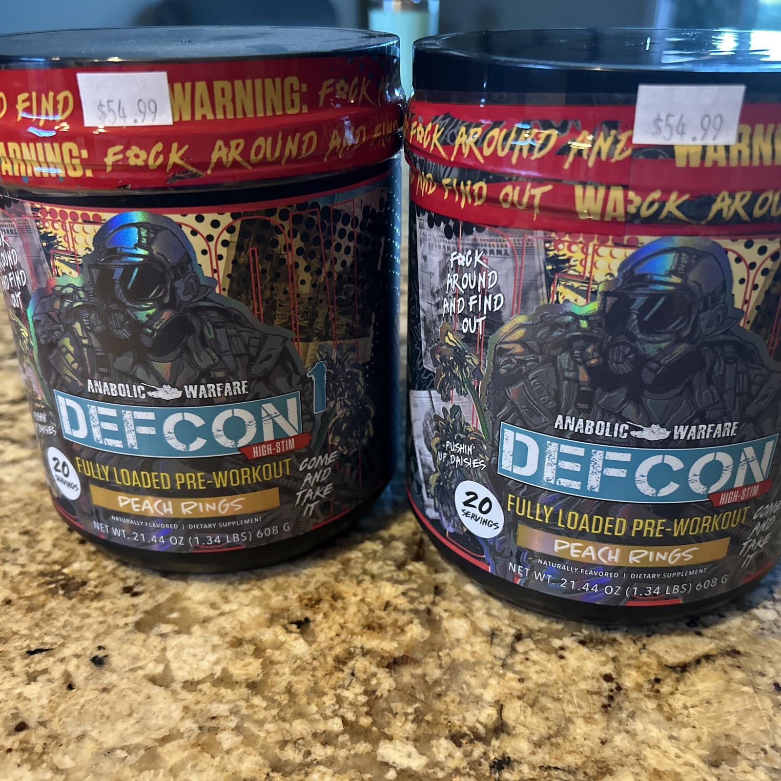 PACK OF TWO Anabolic Warfare DEFCON Fully Loaded Pre-Workout Peach Rings 5/26