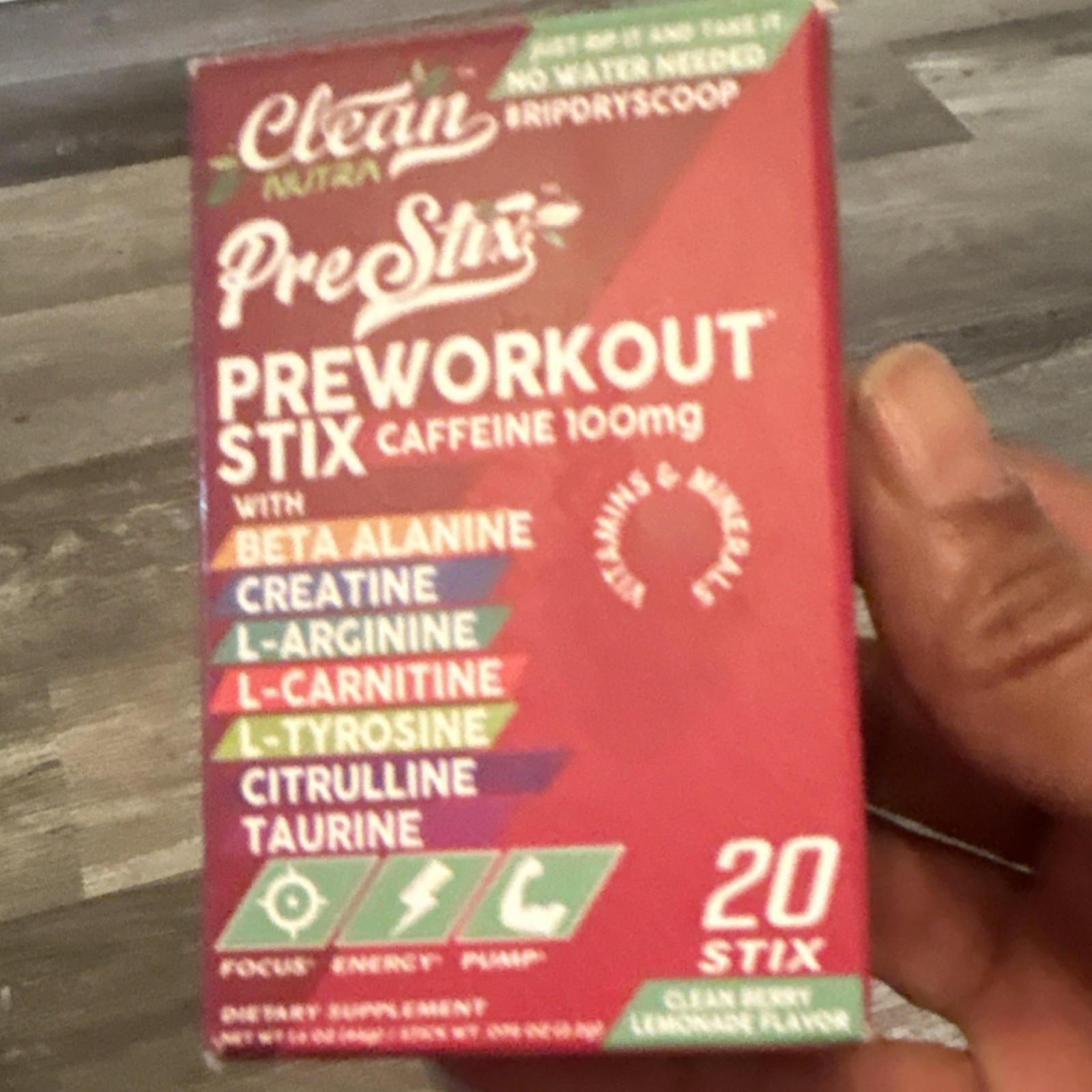Clean Nutra PreStix Pre Workout 100mg Caffeine Creatine Berry Lemonade 20 Ct