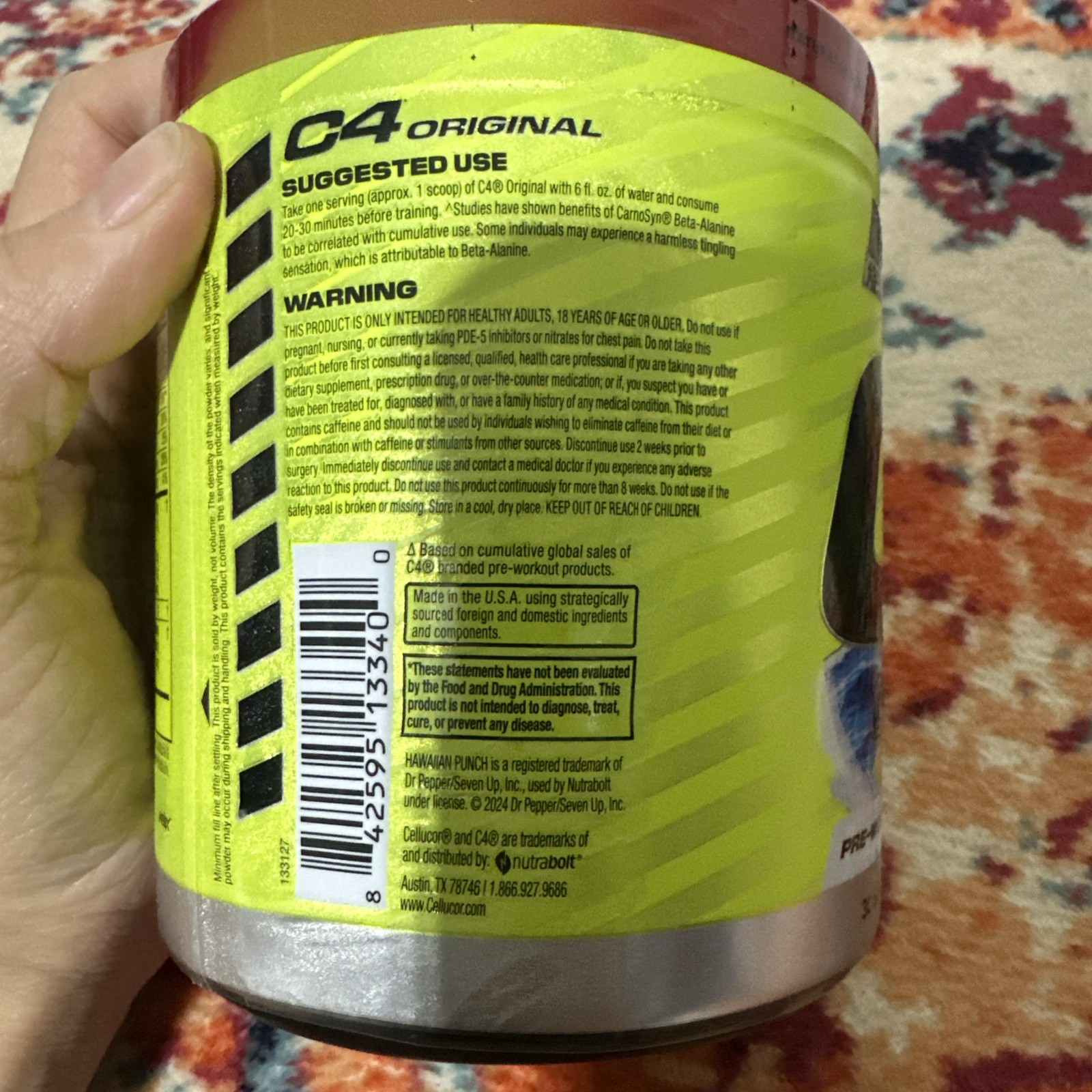 C4 Sport Strength Hawaiian Punch Berry Blue Typhoon Pre-Workout 20 Servings 406g