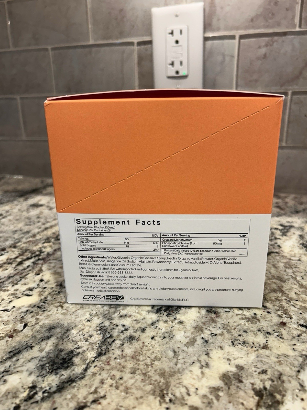 Cymbiotika Liposomal Advanced Creatine Liquid Packets 24 Tangerine Vanilla