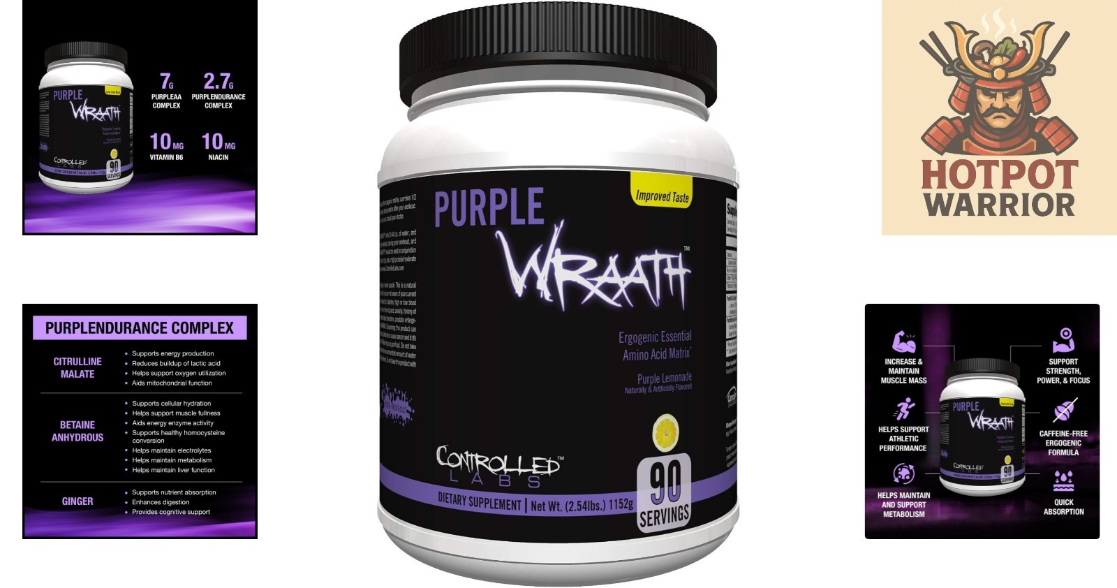 Purple Wraath Intra Workout Powder for Endurance – 90 Servings Lemonade