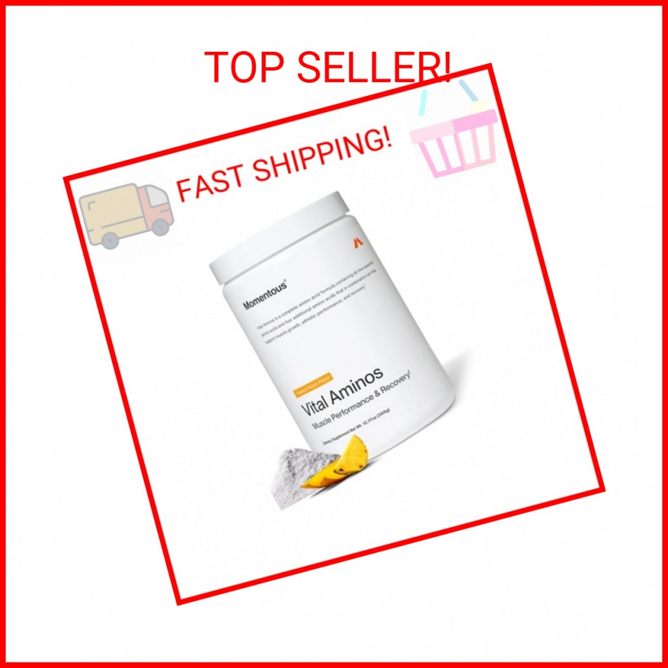 Momentous Vital Aminos Powder Supplement – BCAA & EAA – Tropical Punch – NSF Cer