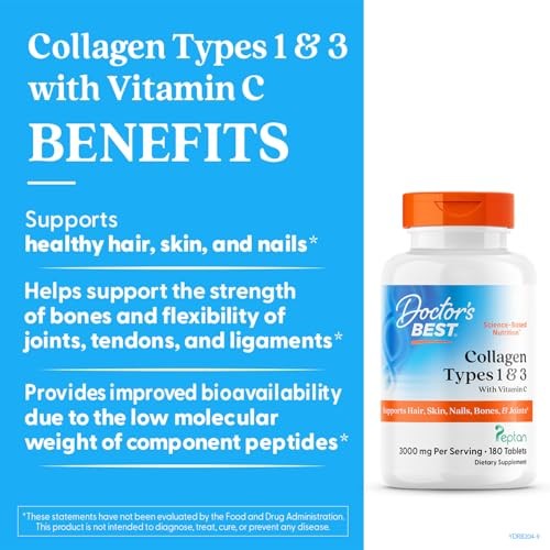 Doctor’s Best Collagen Peptides Types 1 & 3 – Supports Hair, Skin, Nails &
