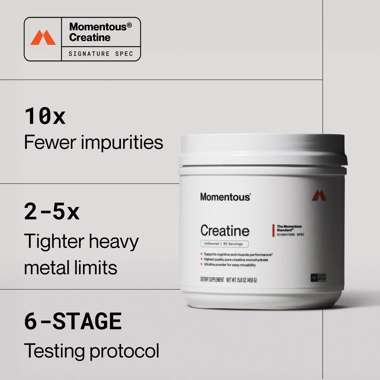 Momentous Creatine Monohydrate Powder – 90 Servings (Pack of 1)