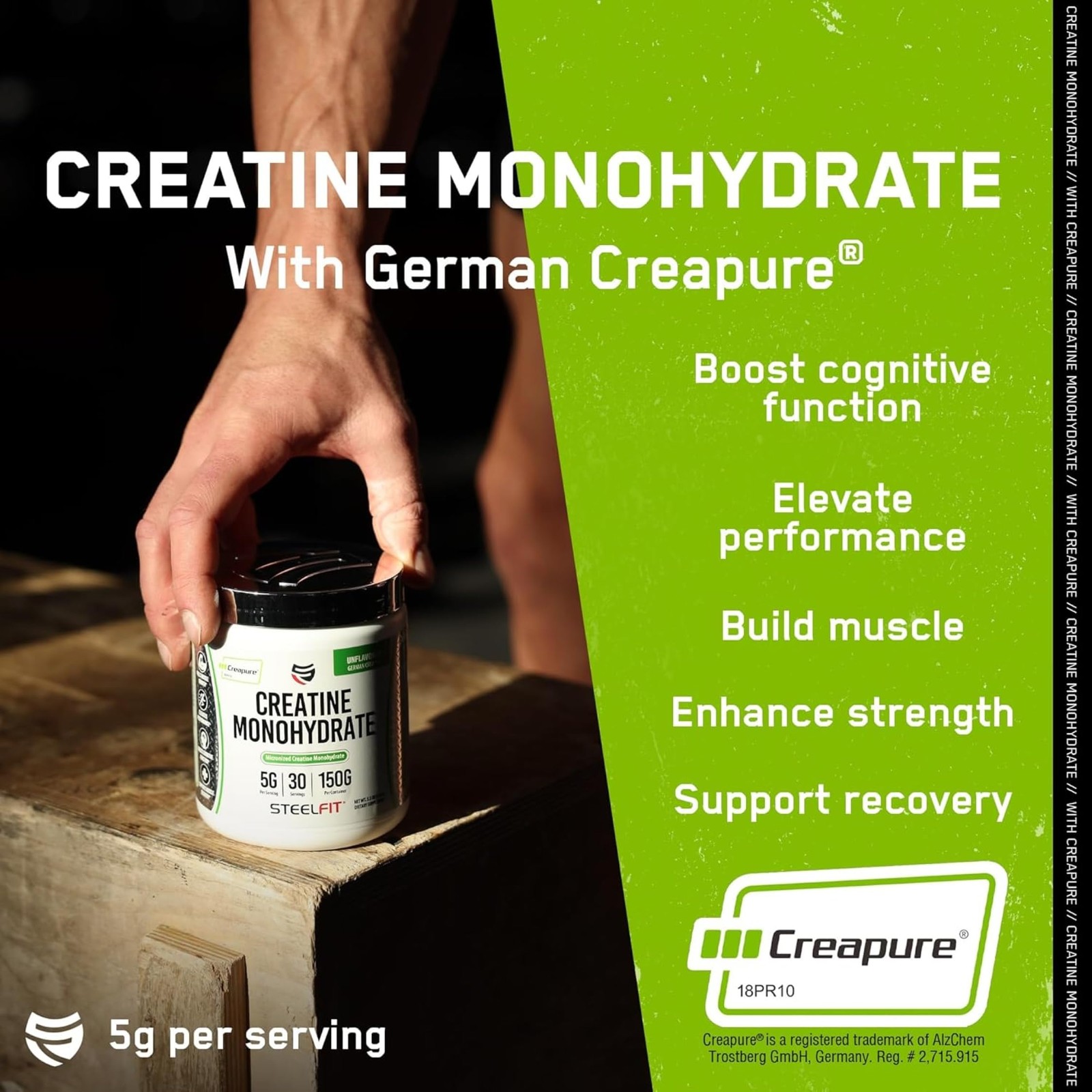 SteelFit Creapure Creatine Monohydrate Powder Unflavored – German Micronized …
