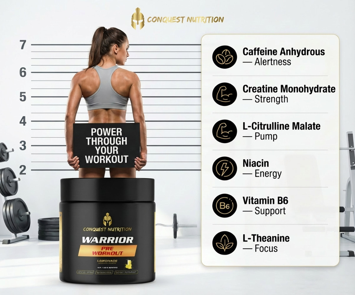 Conquest Warrior Pre Workout Lemonade 30 Servings Energy Endurance Focus Pump