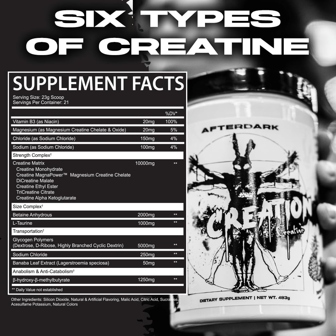AFTERDARK Supplements Creation – Creatine + HMB Powder | 6 Forms of Creatine …
