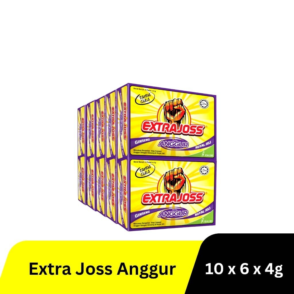 60 Sachet (10box) Extra Joss Grape Sugar Free Energy Drink Powder FREE SHIPPING