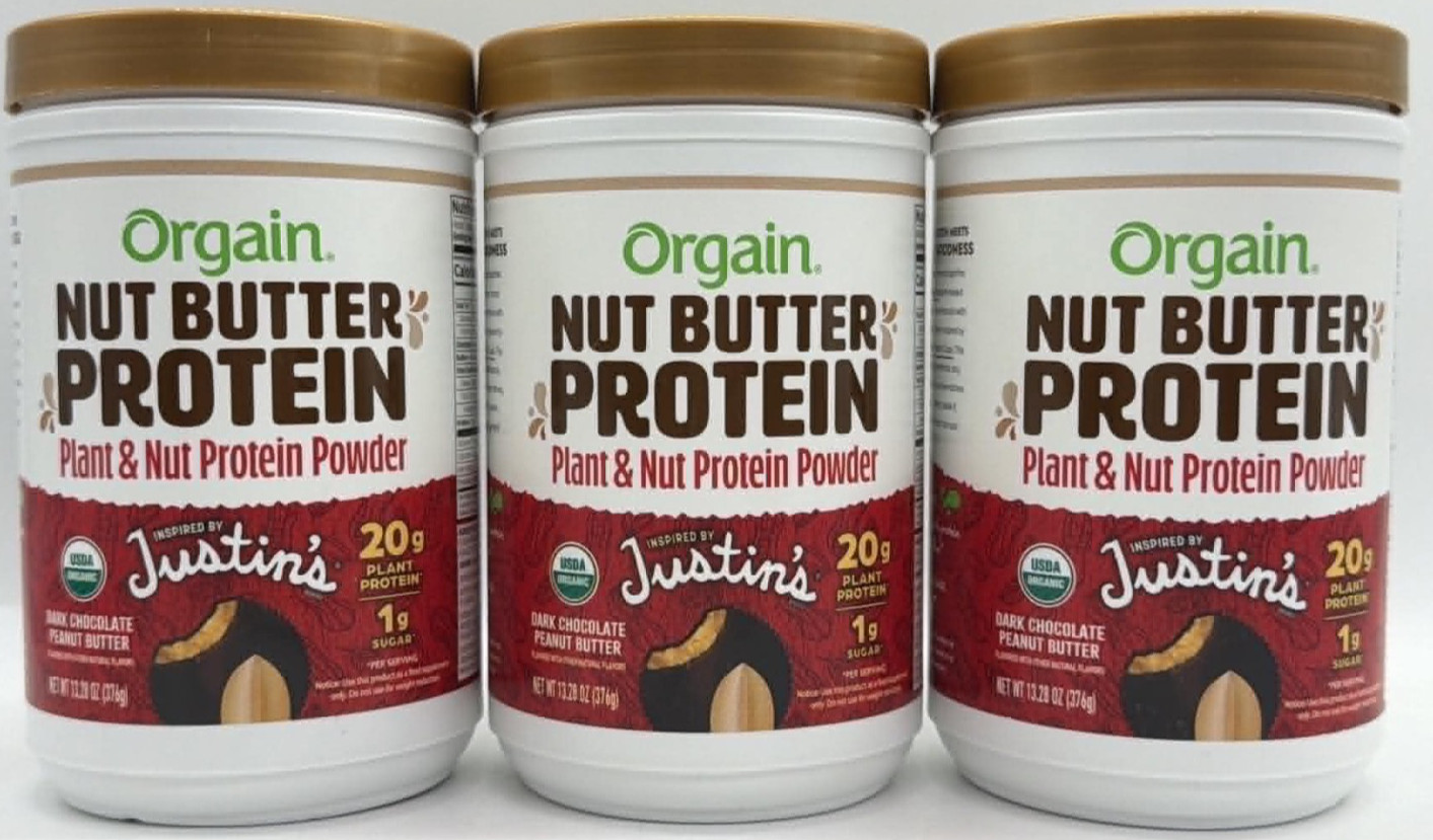 3PK Orgain Nut Butter Protein ~ Justin’s Dark Chocolate Peanut Butter ~ EXP 2/27