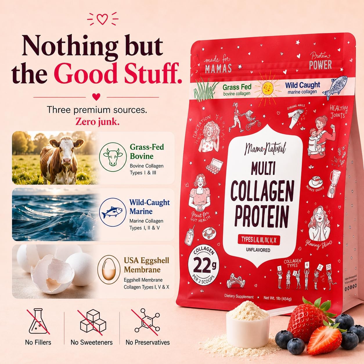 Multi Collagen Protein Powder Type 1, 2, 3, 4, 5, 10 20 Servings (Pack of 1)