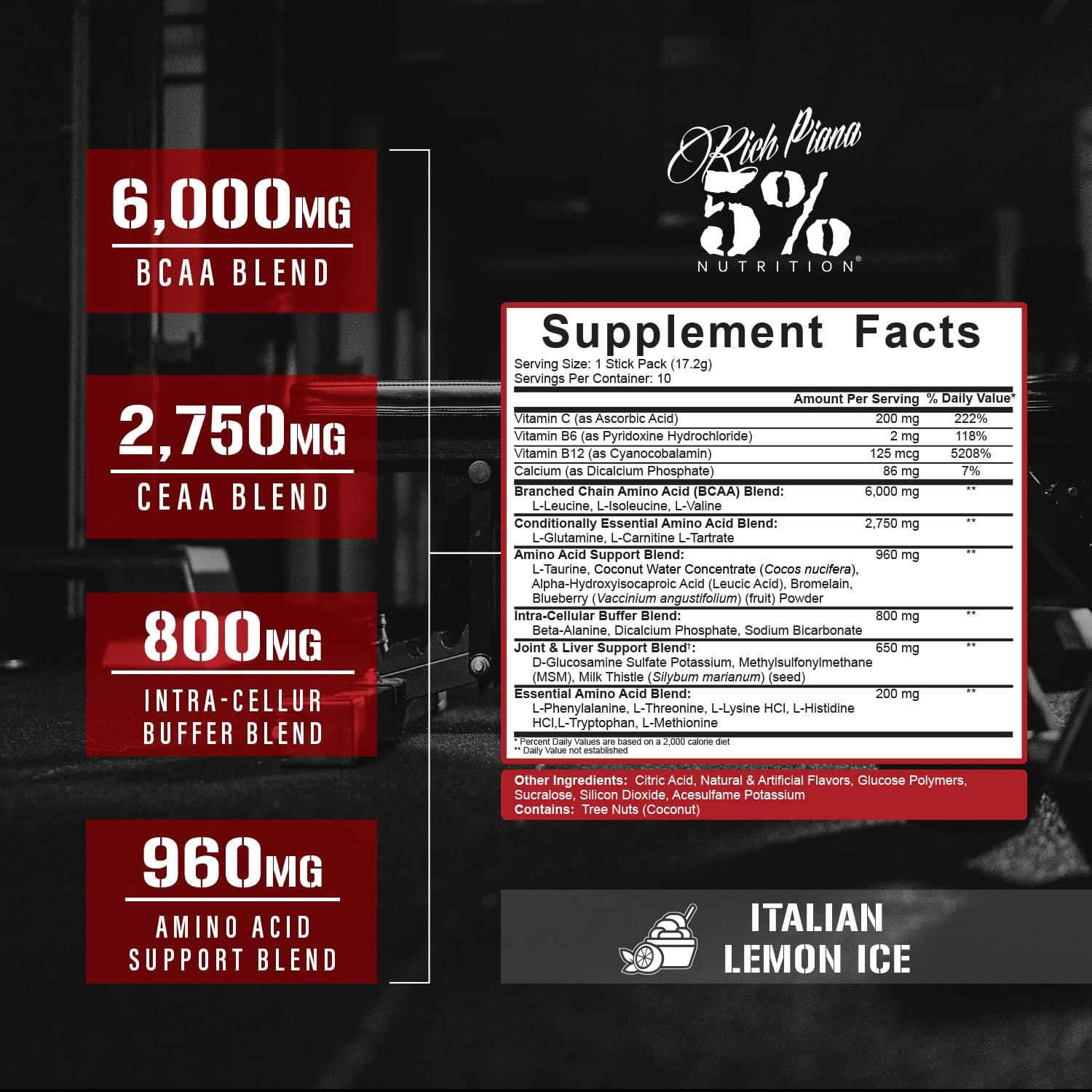 5% Nutrition Rich Piana AllDayYouMay BCAA Powder Stick Packs | Premium Intra …
