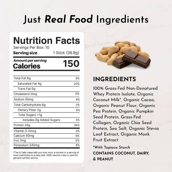 Just Ingredients Creamy Peanut Powder (NSF) – Pea/Whey – 24g Protein – 10ct