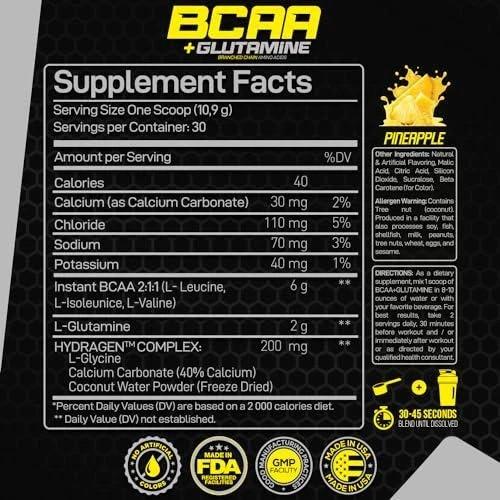 Forzagen BCAAS Amino Acids Powder with Glutamine BCAA Powder, Branched Chain Pre