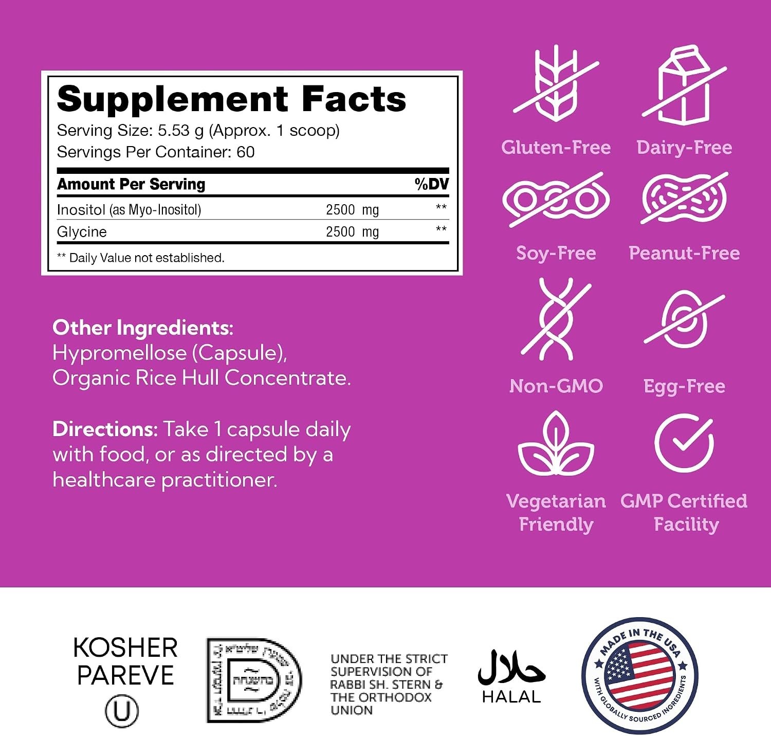Zahler Inositol Supplement Capsules Mood & Nervous System Support