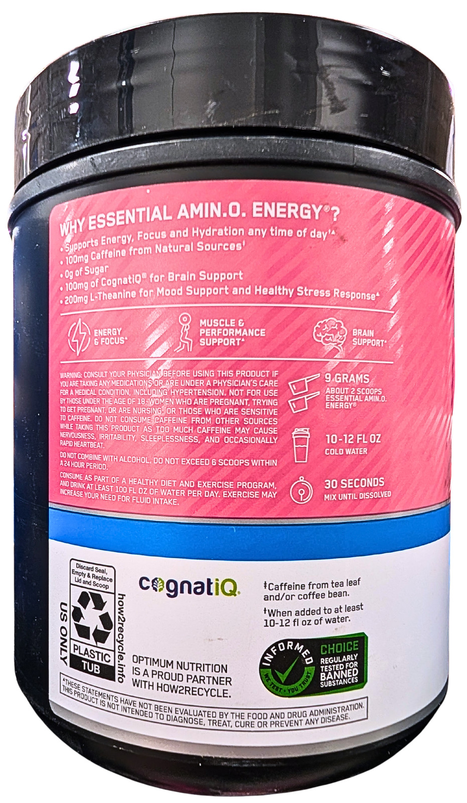 Optimum Nutrition Amino Energy + Focus Pre-Workout Watermelon 1.42 Lbs EXP 11/27