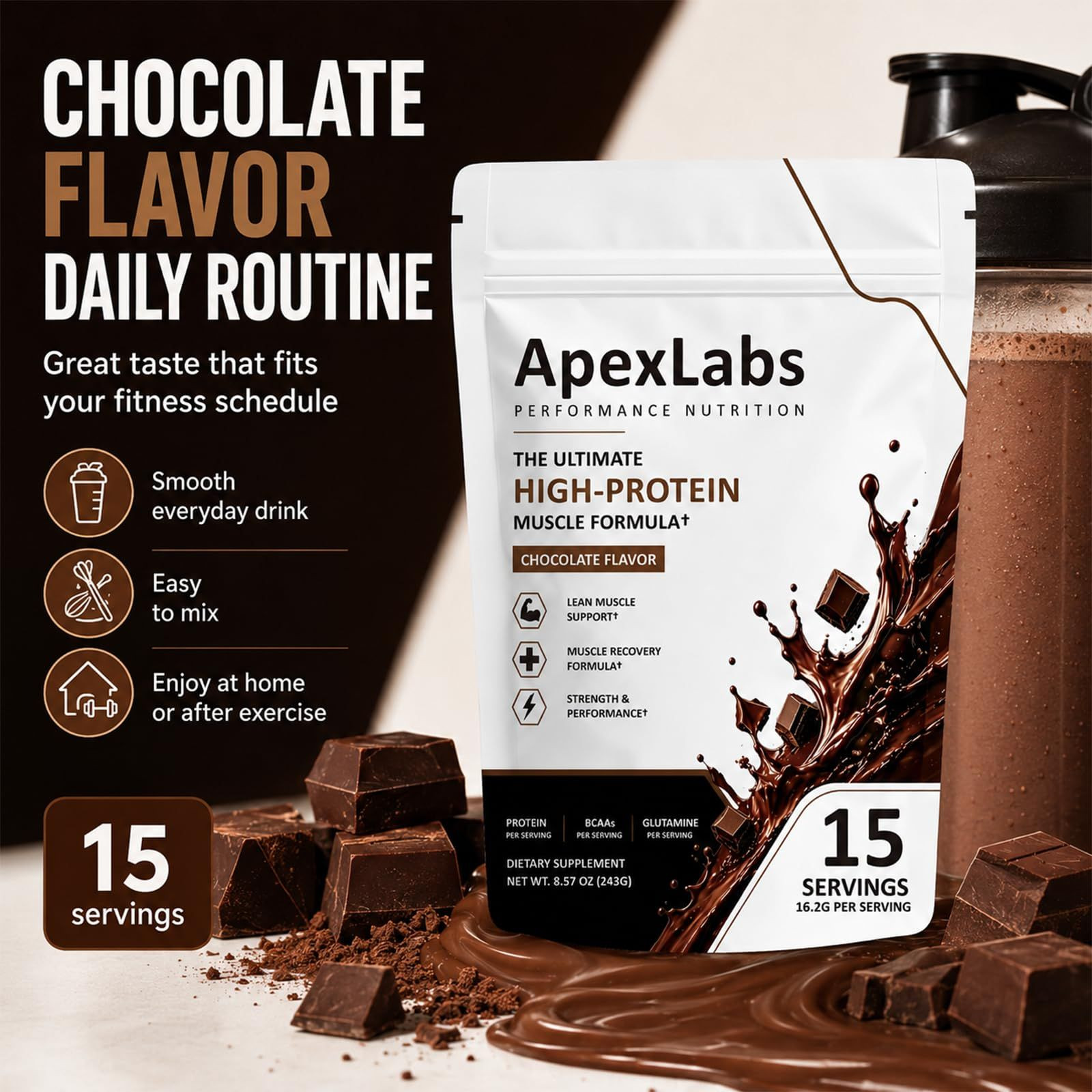 Fuxvao Apex Labs Muscle Powder Chocolate, Apexlabs 1 Pound (Pack of 1)