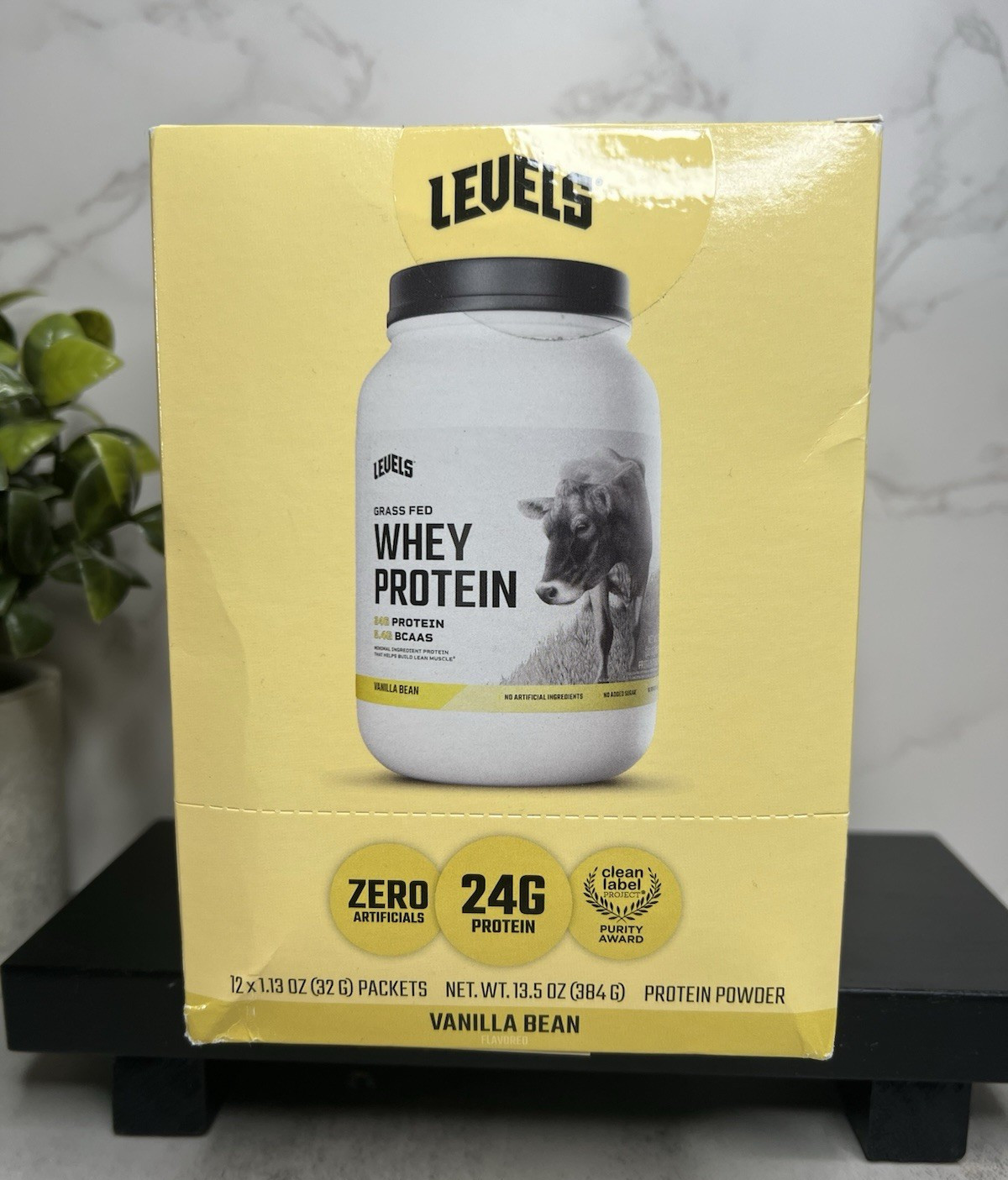 Levels Grass Fed Whey Protein Powder Vanilla Bean No Artificial 12 Pack 13.5oz