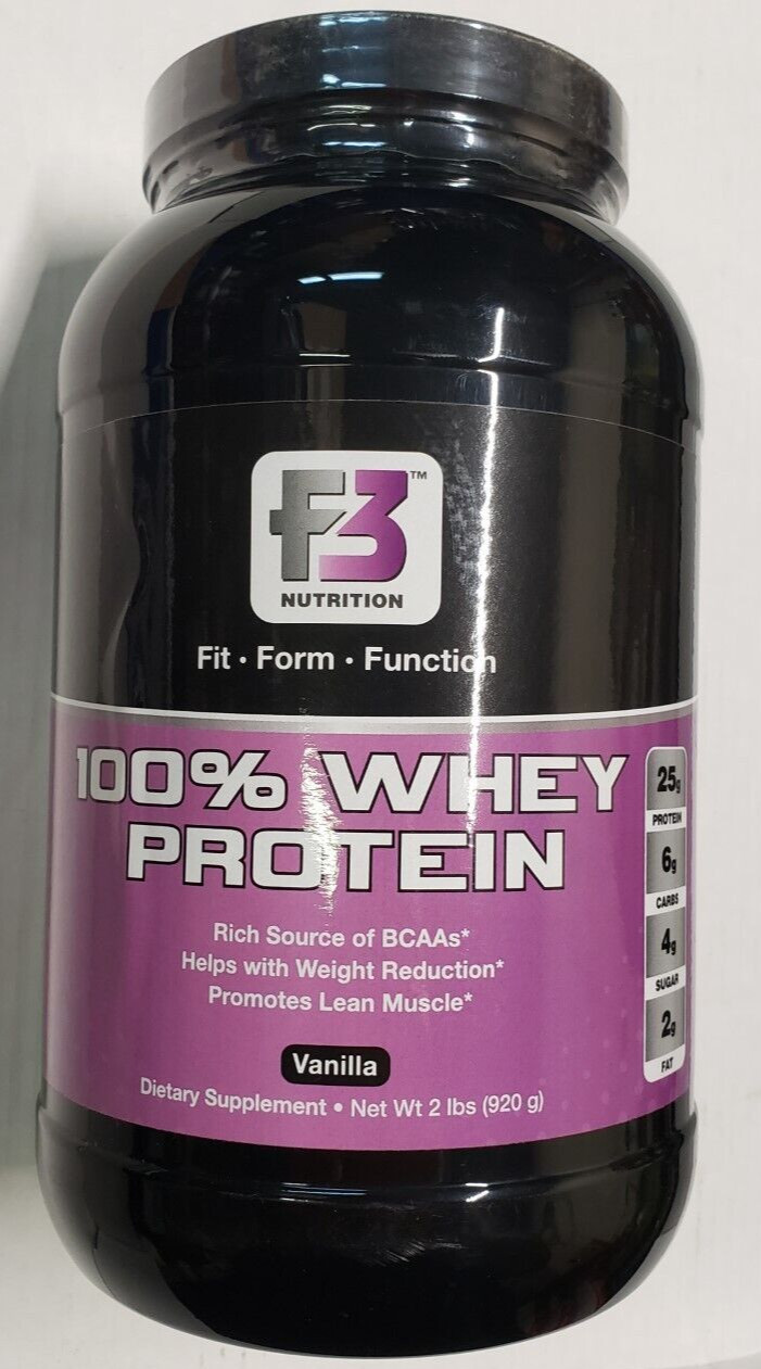 F3 NUTRITION – 100% Whey Protein – VANILLA – 2 lbs – Lean Muscle – Exp 5/2024