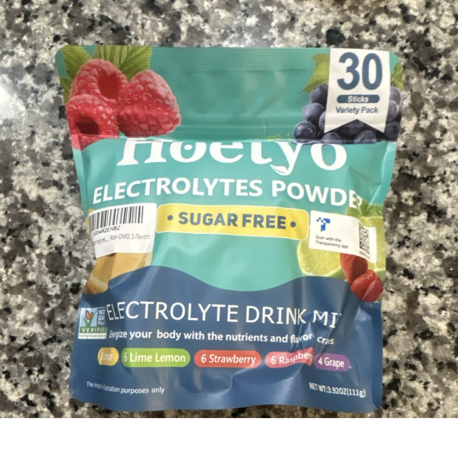 Hoetyo Electrolytes Powder Sugar-Free Variety Pack 30 Sticks Non-GMO Vegan Keto