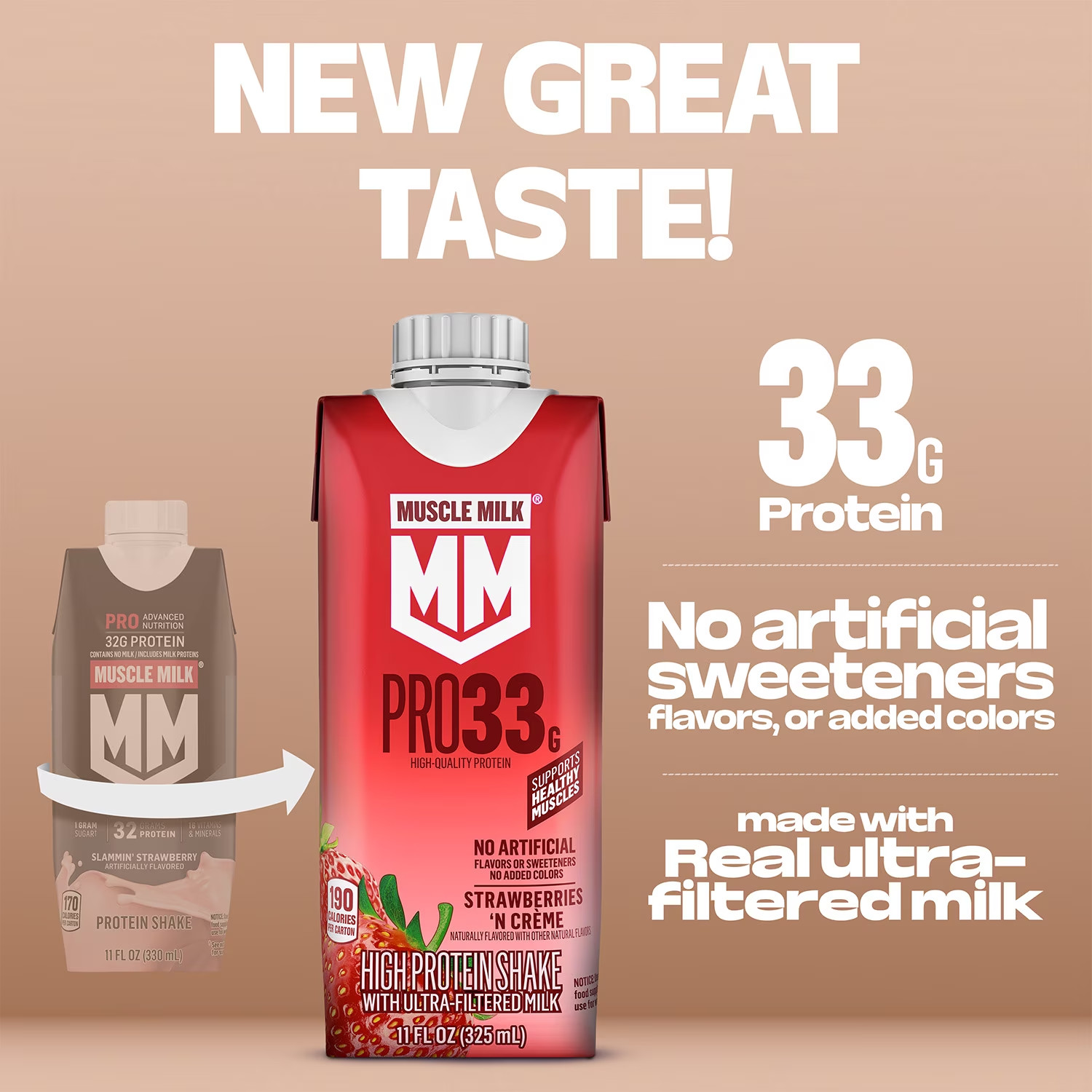 Pro 33G High Protein Shake Ultra Filtered Milk, Strawberries N Creme, 11 Fl Oz,