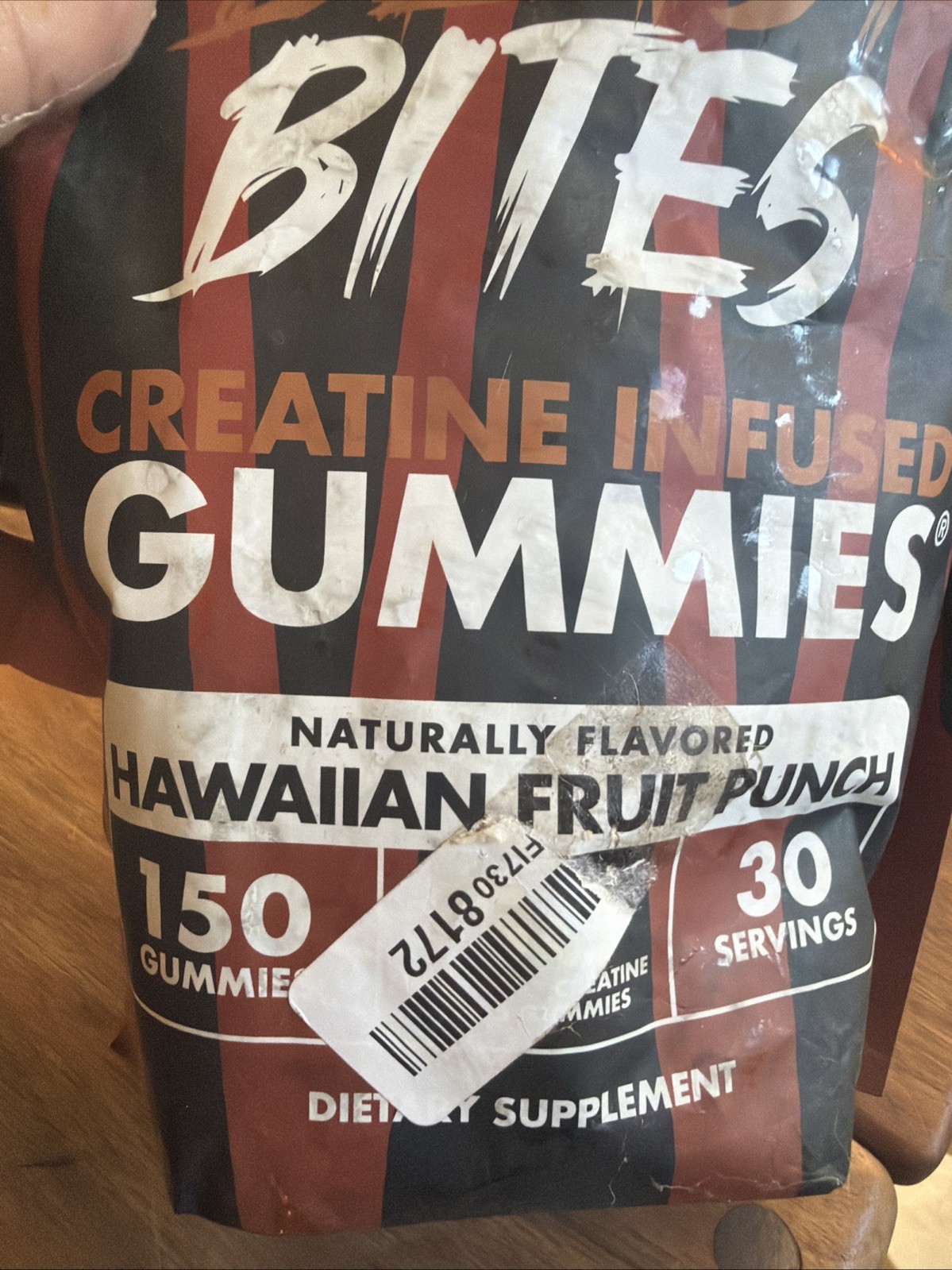 Beast Bites Creatine Monohydrate Gummies Hawaiian Fruit Punch 150 Count 5g