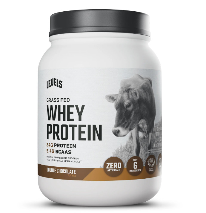 Levels Grass-Fed Whey Protein Powder, Double Chocolate, 1.48 lb