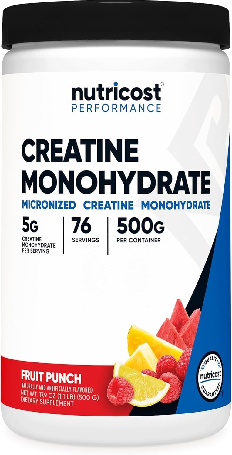 Micronized Creatine Monohydrate Powder, 500g in Fruit Punch Flavor – 71 Servings