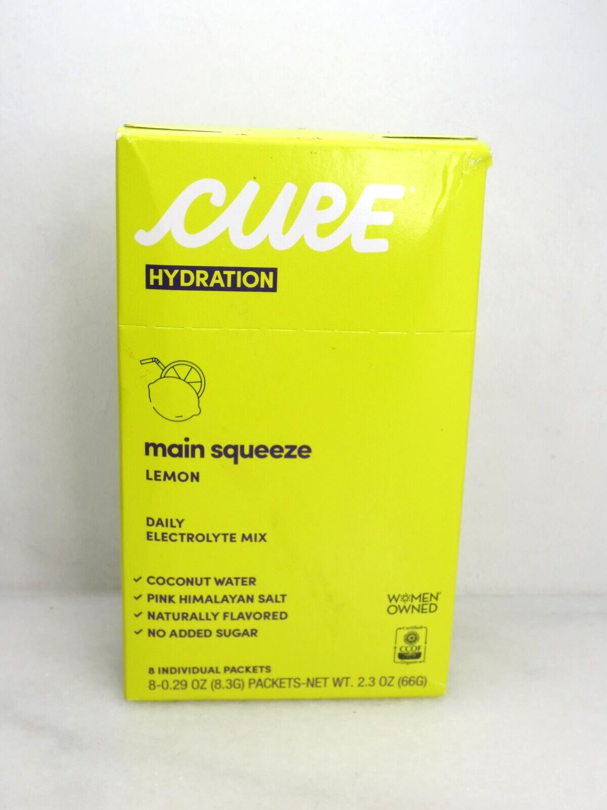 CURE HYDRATION MAIN SQUEEZE LEMON DAILY ELECTROLYTE MIX 8 PACKETS EXP: 2026 2PCS
