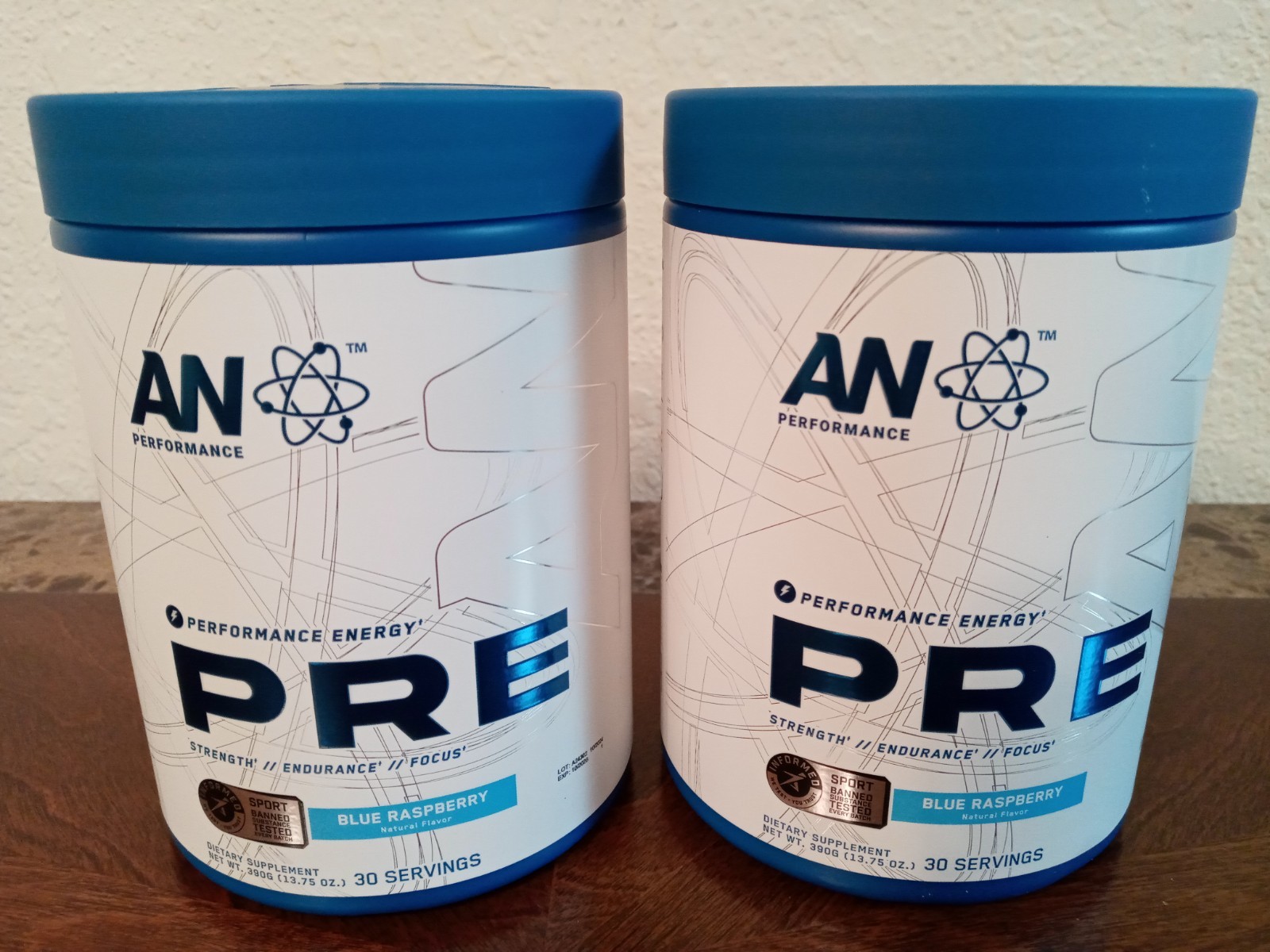 AN Performance Pre Workout Energy Drink/Blue Raspberry X2- 60 Servings/SEALED!