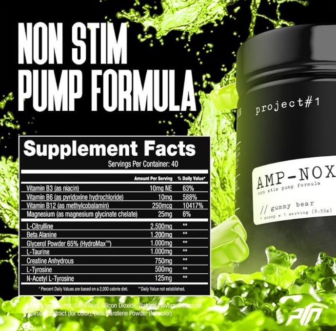 Amp-Nox Non-Stim Pump – Gummy Bear (40 Servings) Sealed 12/26