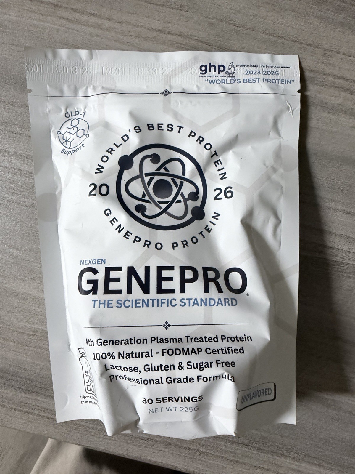 Genepro Protein Powder, Unflavored, Gluten-Free Sugar-Free, 30 Servings 225g