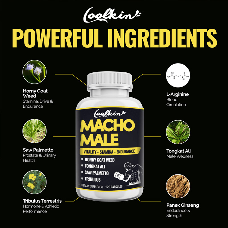 Macho Male -Maca,Horny Goat Weed,Panax Ginseng,Saw Palmetto-Testosterone Booster