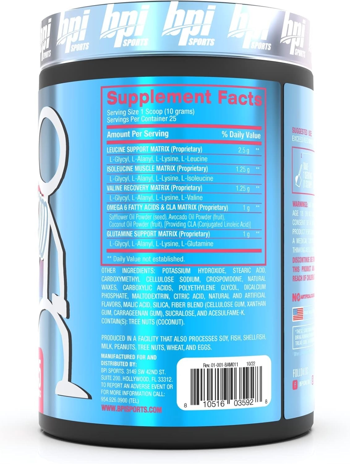8.8 oz Best Aminos BCAA Powder – Hydration & Muscle Recovery Drink for Adults