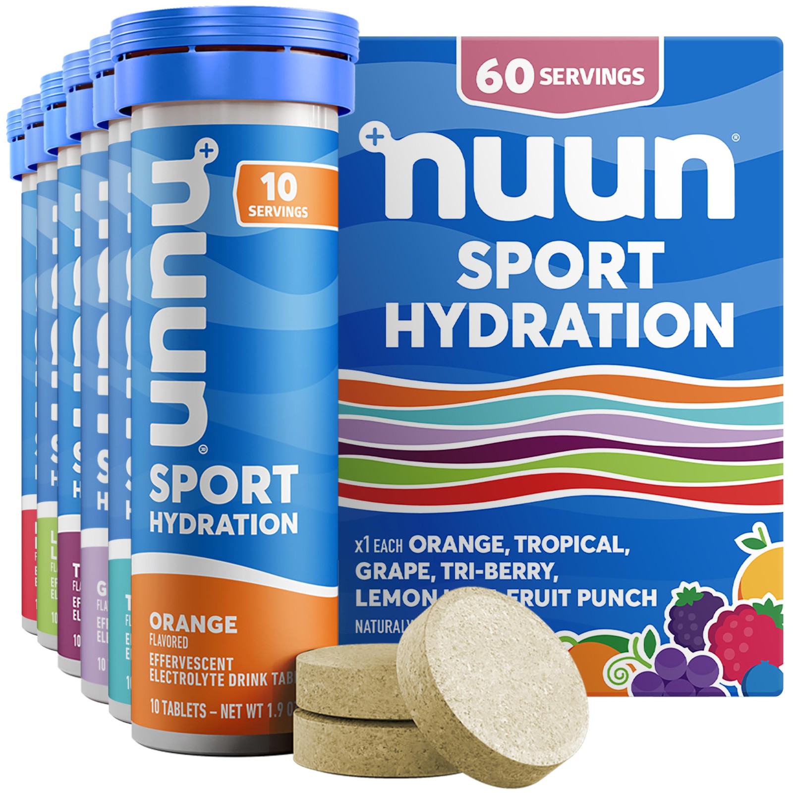 Nuun Sport Electrolyte Tablets Magnesium Calcium Potassium Gluten Mixed Flavors