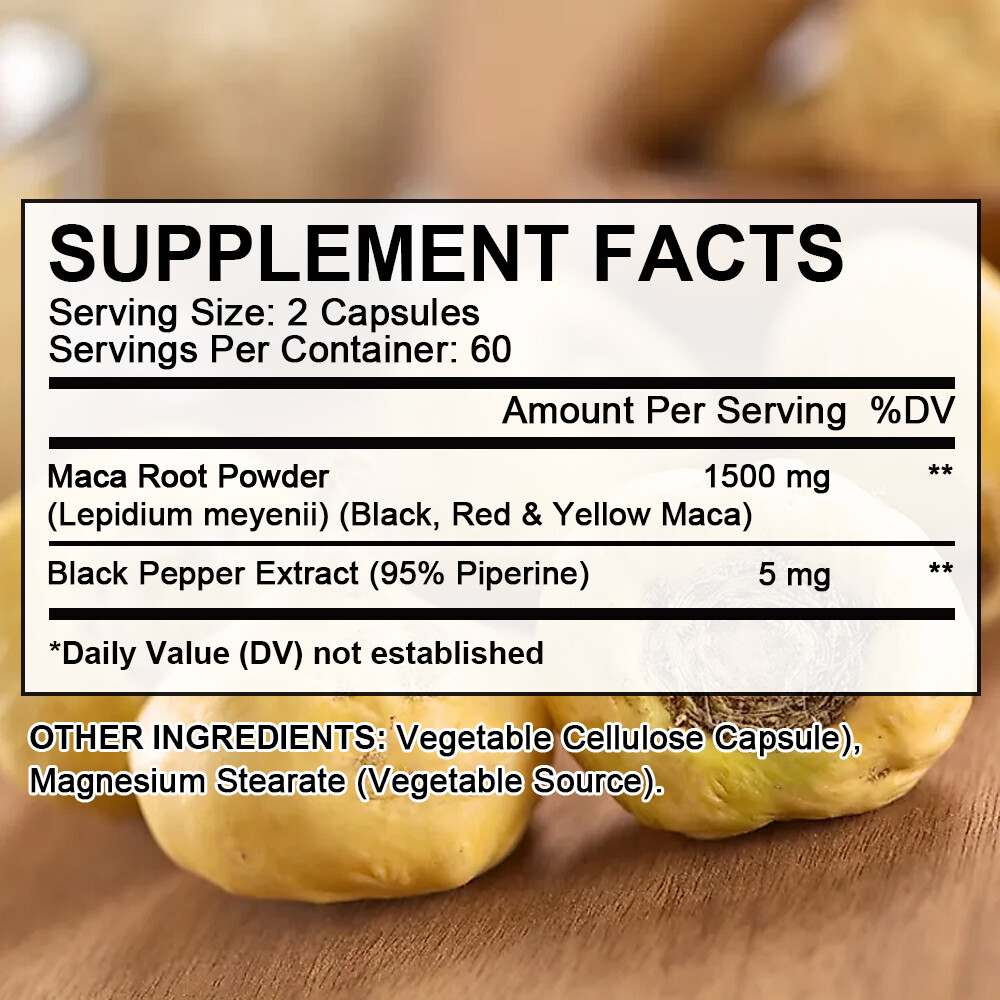 Maca Root 1500 Mg/serving Natural Energy Boost 30 To 120 Capsules