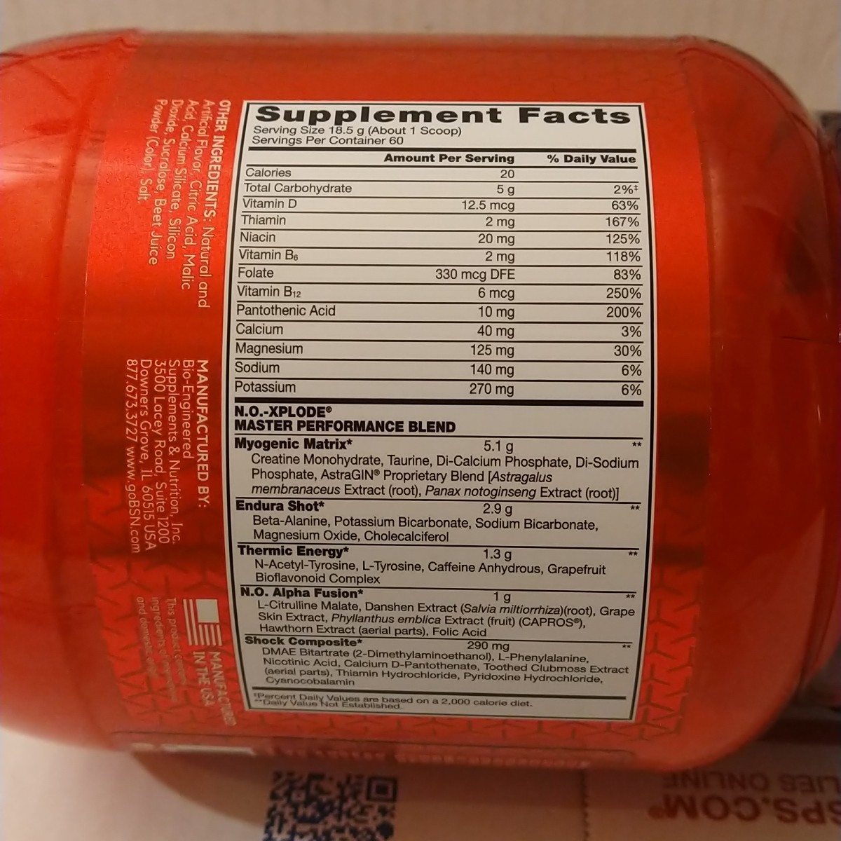 BSN N.O.-XPLODE Pre Workout Powder Energy Supplement Watermelon 60 Servings 2.45