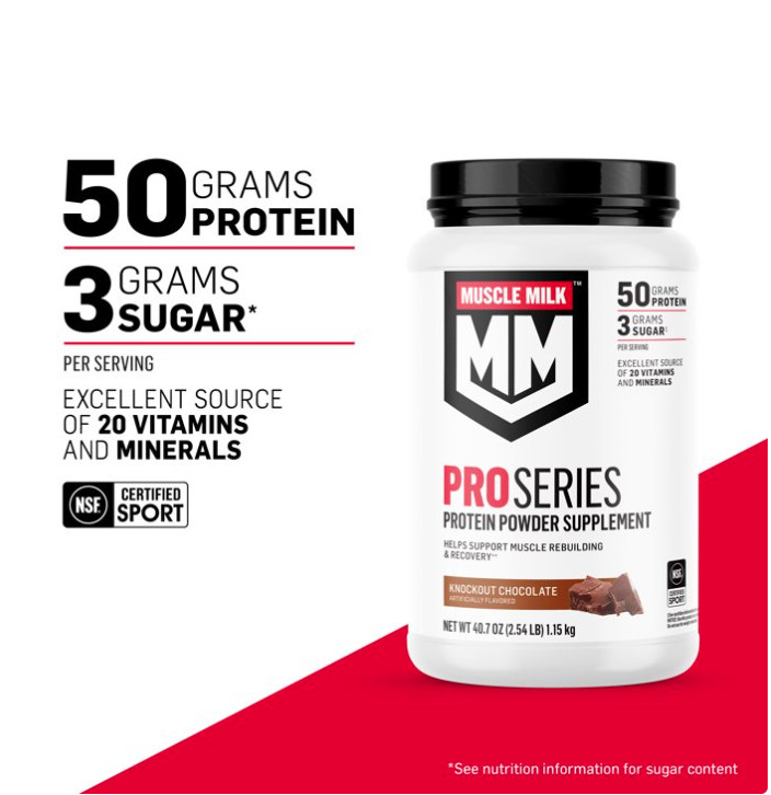Muscle Milk Pro Series Protein Powder 50g Protein Knockout Chocolate 2 lb 11 Ser