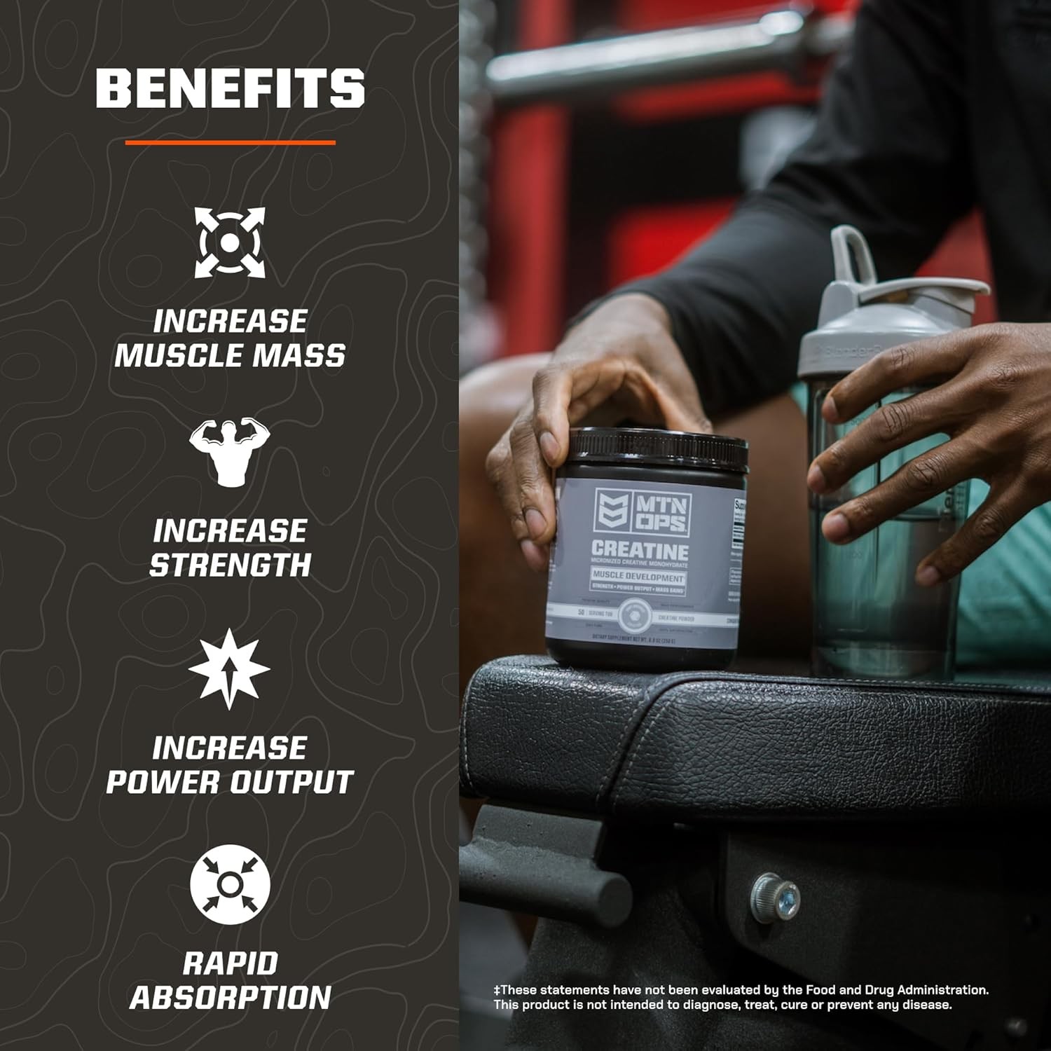 MTN OPS Creatine Monohydrate Powder, Unflavored 50 Serving Tub – 100% Pure…