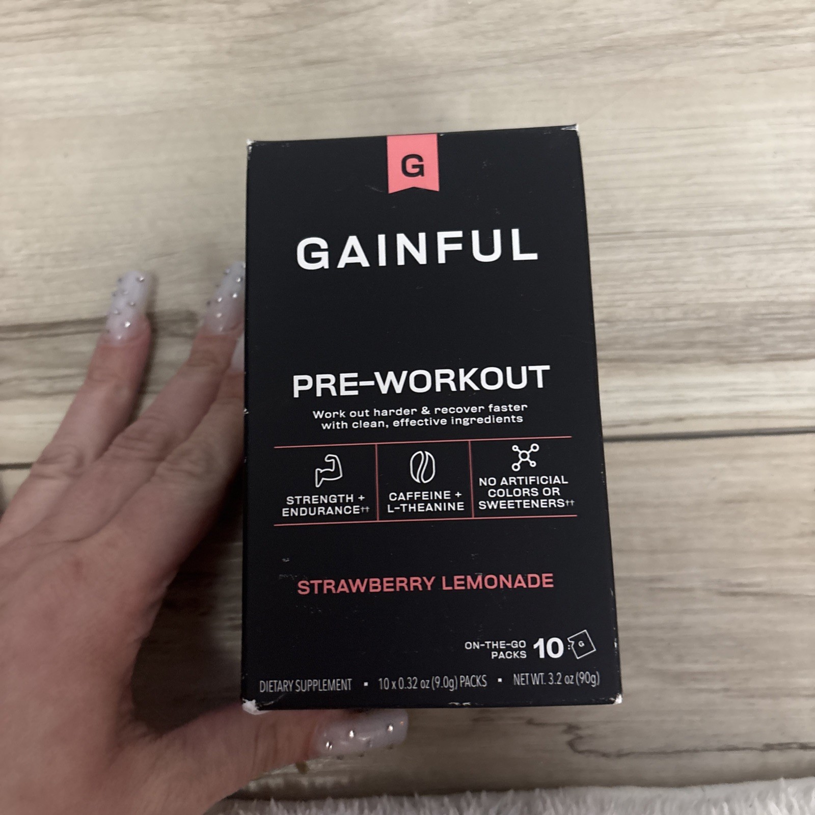 Gainful Pre Workout Powder Strawberry Lemonade Vegan 10 Ct EXP 4/26 U27