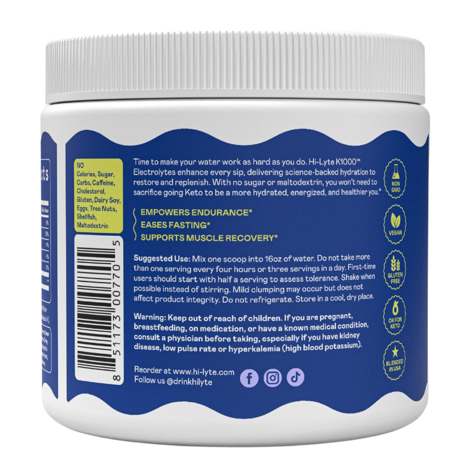 Hi-Lyte Keto K1000 Electrolyte Powder | Lemonade | 10.5 Ounce (Pack of 1)